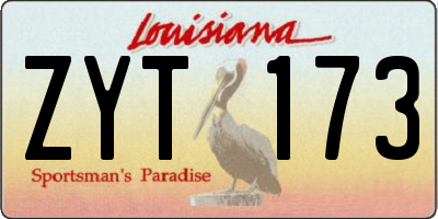 LA license plate ZYT173