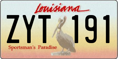 LA license plate ZYT191