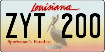 LA license plate ZYT200