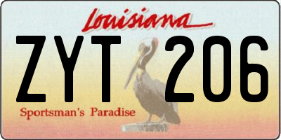 LA license plate ZYT206