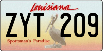 LA license plate ZYT209