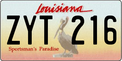 LA license plate ZYT216