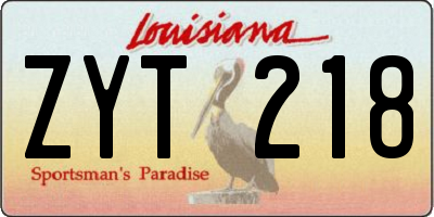 LA license plate ZYT218