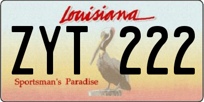 LA license plate ZYT222
