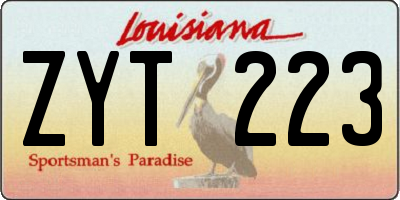 LA license plate ZYT223