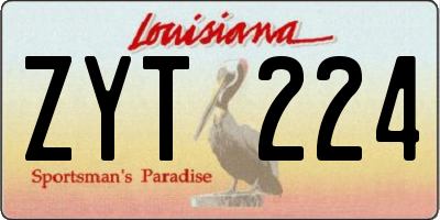 LA license plate ZYT224