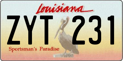 LA license plate ZYT231