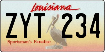LA license plate ZYT234