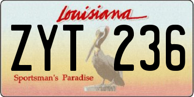 LA license plate ZYT236
