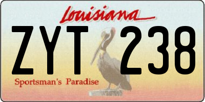 LA license plate ZYT238