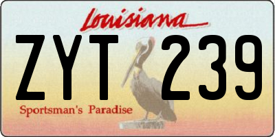 LA license plate ZYT239