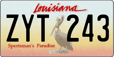 LA license plate ZYT243