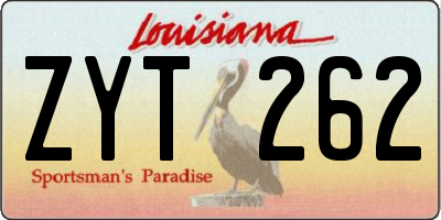 LA license plate ZYT262