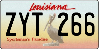 LA license plate ZYT266