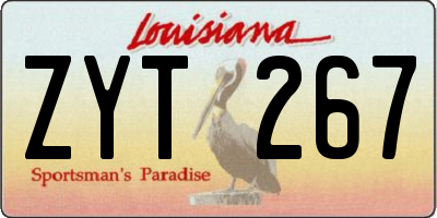 LA license plate ZYT267