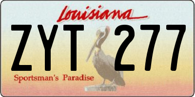 LA license plate ZYT277