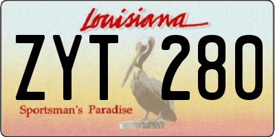 LA license plate ZYT280