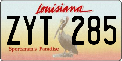 LA license plate ZYT285