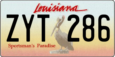 LA license plate ZYT286