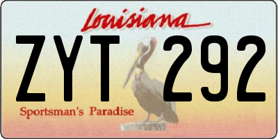 LA license plate ZYT292