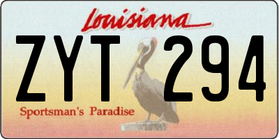 LA license plate ZYT294