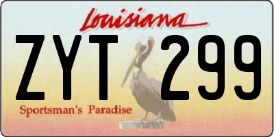 LA license plate ZYT299