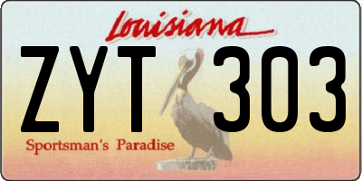 LA license plate ZYT303
