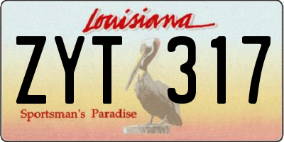 LA license plate ZYT317