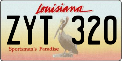 LA license plate ZYT320
