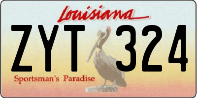 LA license plate ZYT324