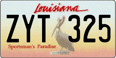 LA license plate ZYT325