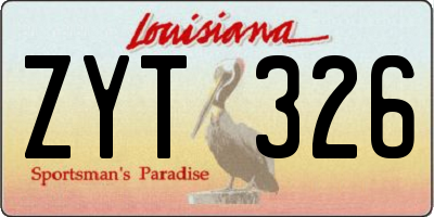 LA license plate ZYT326