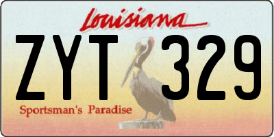 LA license plate ZYT329