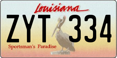 LA license plate ZYT334