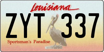 LA license plate ZYT337
