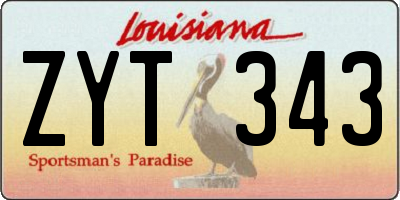 LA license plate ZYT343