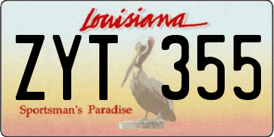 LA license plate ZYT355