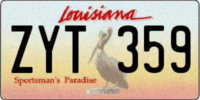 LA license plate ZYT359