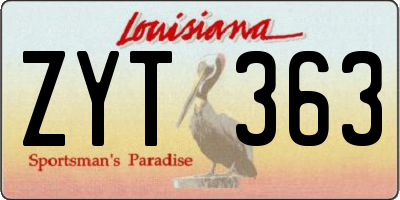 LA license plate ZYT363