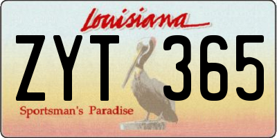 LA license plate ZYT365