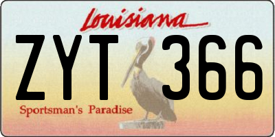 LA license plate ZYT366