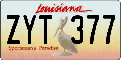 LA license plate ZYT377