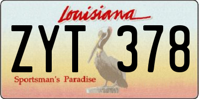 LA license plate ZYT378