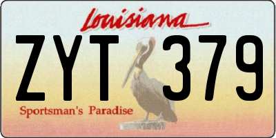 LA license plate ZYT379