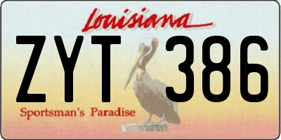 LA license plate ZYT386
