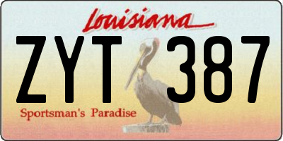 LA license plate ZYT387