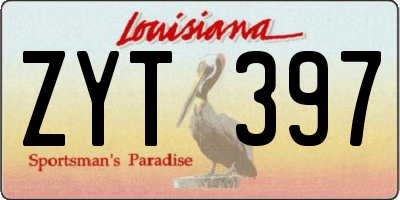 LA license plate ZYT397