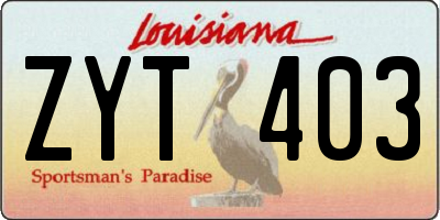 LA license plate ZYT403