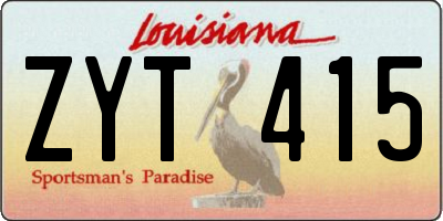 LA license plate ZYT415