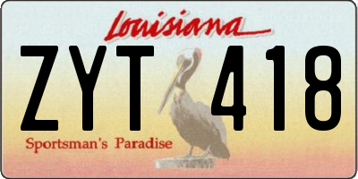 LA license plate ZYT418